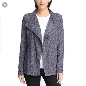 H.G. BASS diagonal ZIP knit cardigan NAVY BLUE S